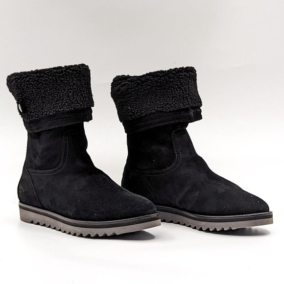Aquatalia Women Perdi Plush Lining Black Suede Mid Winter Boots size